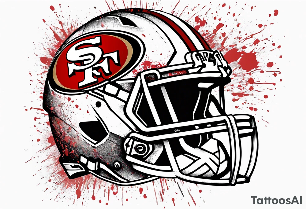 san Francisco 49er logo alone with team color specks of paint splatter tattoo idea