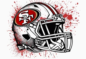 san Francisco 49er logo alone with team color specks of paint splatter tattoo idea