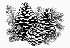 Pine cone with forest growing on top of it tattoo idea