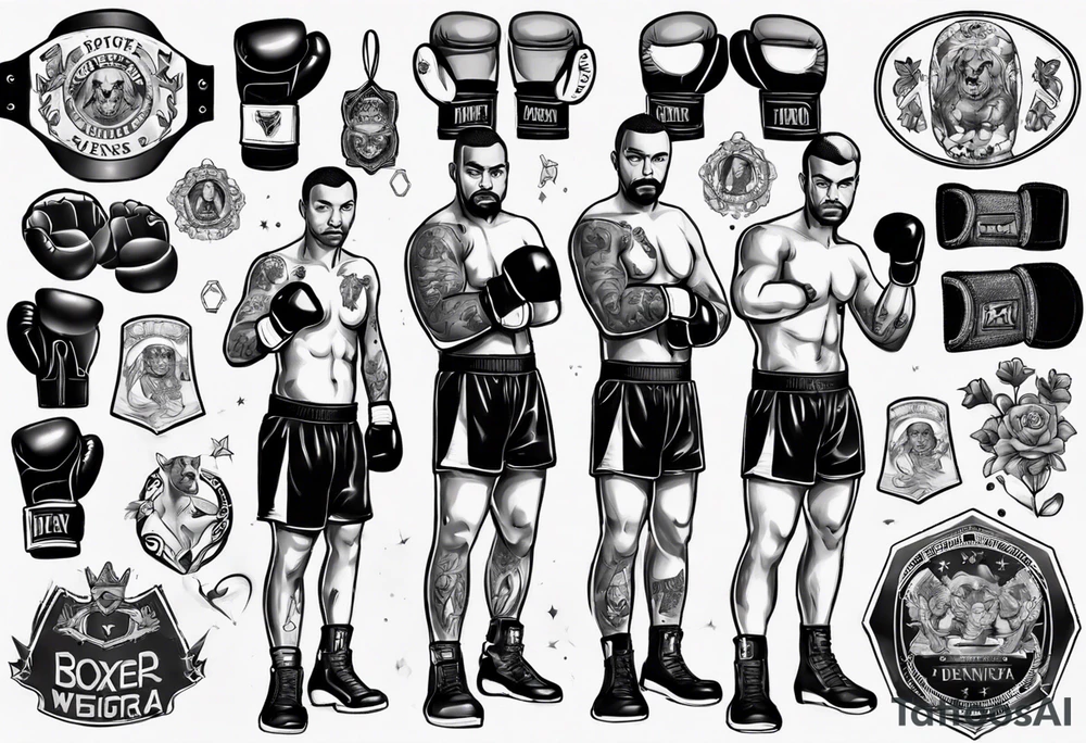 boxer in a boxing ring tattoo idea