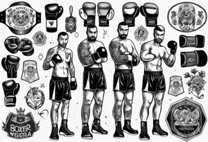 boxer in a boxing ring tattoo idea