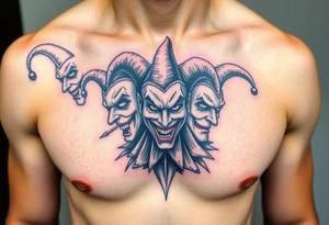 creative collage of jesters with different emotions tattoo idea