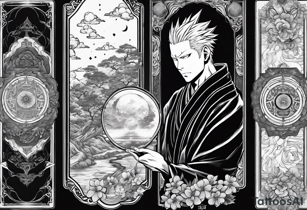 Toji zenin from jujutsu kaisen as a tarot card tattoo idea