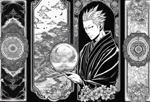 Toji zenin from jujutsu kaisen as a tarot card tattoo idea