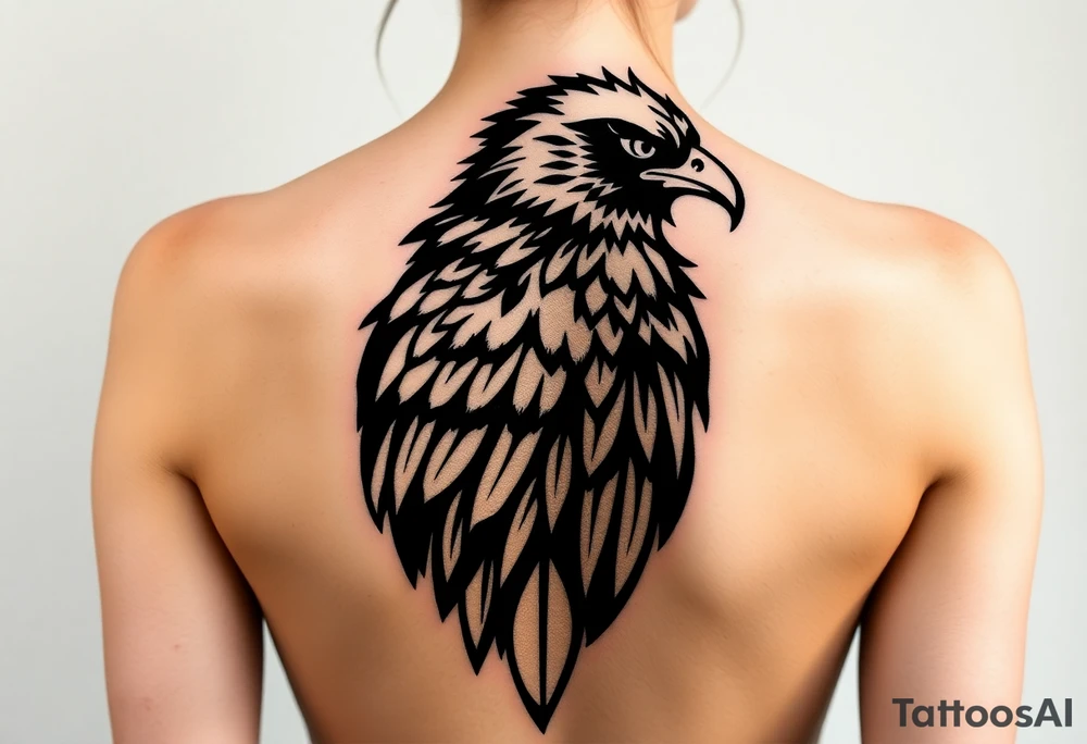 tribal hawk warrior 
silhouette tattoo idea