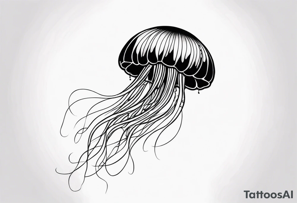 Small jellyfish shaded, minimalist tattoo idea