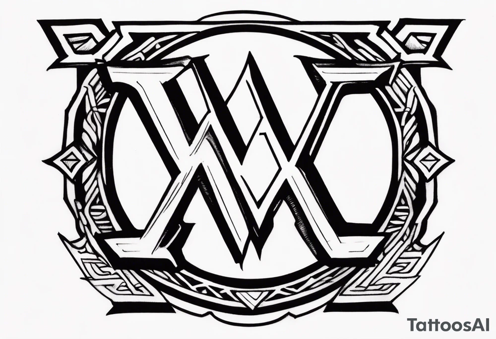 the letters A W R in the middle of a ninja headband tattoo idea