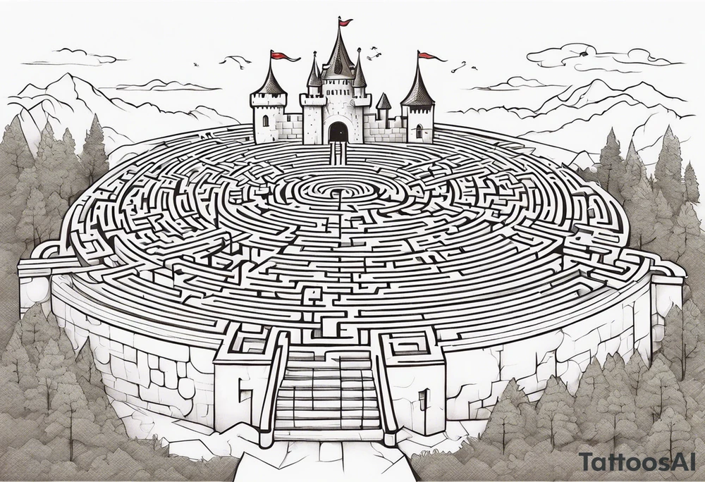 Labyrinth Maze with castle tattoo idea