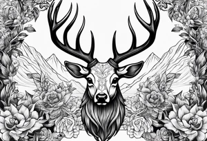 A human with a deer skull head tattoo idea
