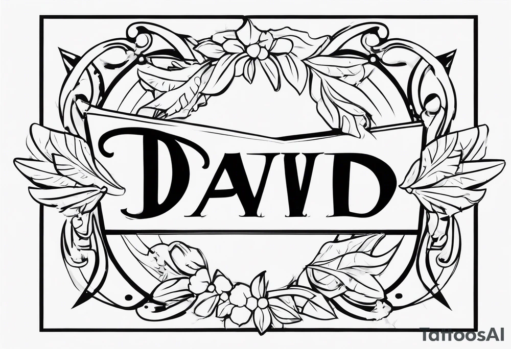 Name David with angel tattoo idea