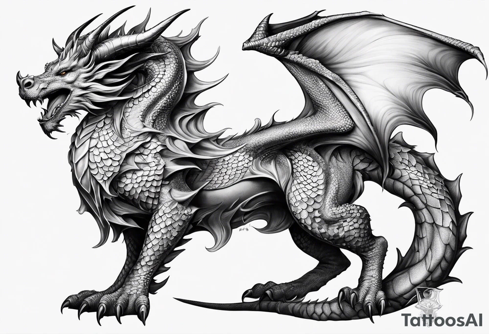 Taurus dragon whole body girly tattoo idea