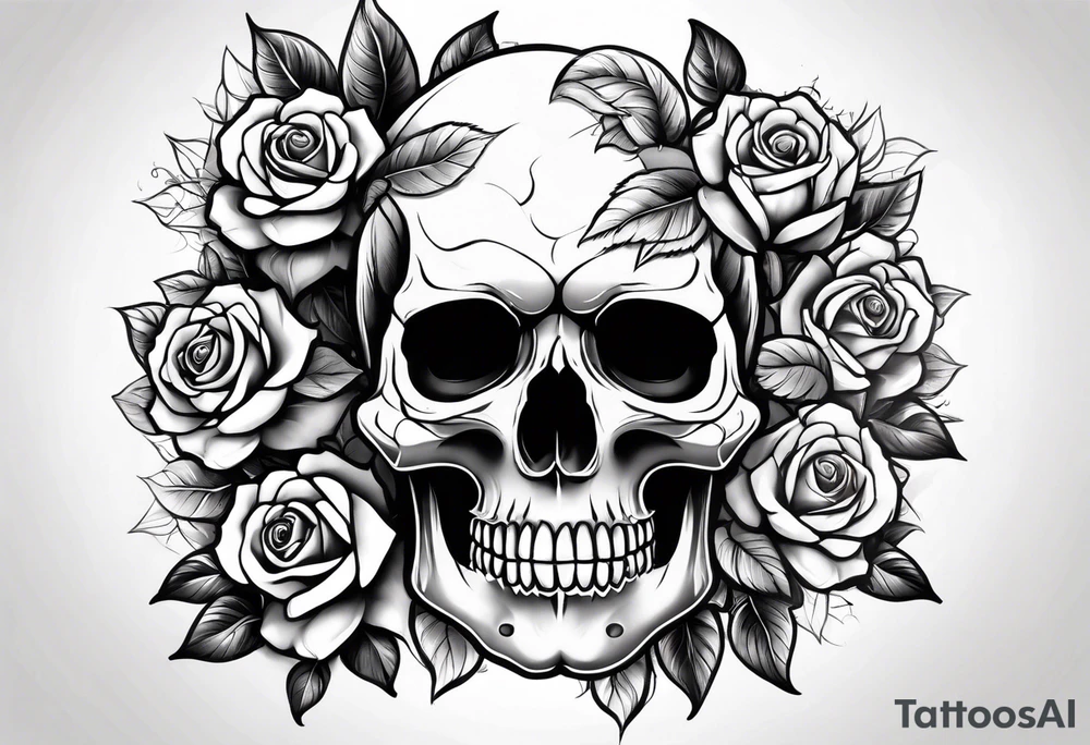 skull and roses tattoo idea