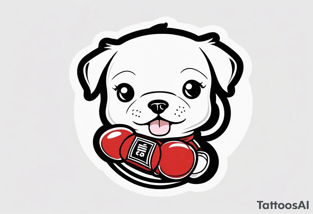 Cute Dog with boxing gloves, boxing coach tattoo idea