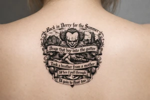 Back in derry for the summer ,drage that boy into the gutter , took a brother from a mother, when I pull through u goin to float too tattoo idea