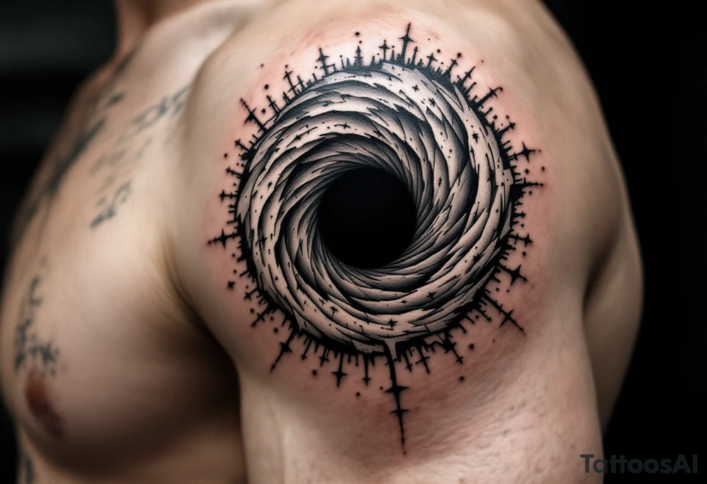 2 different worlds on each side of a black hole. tattoo idea