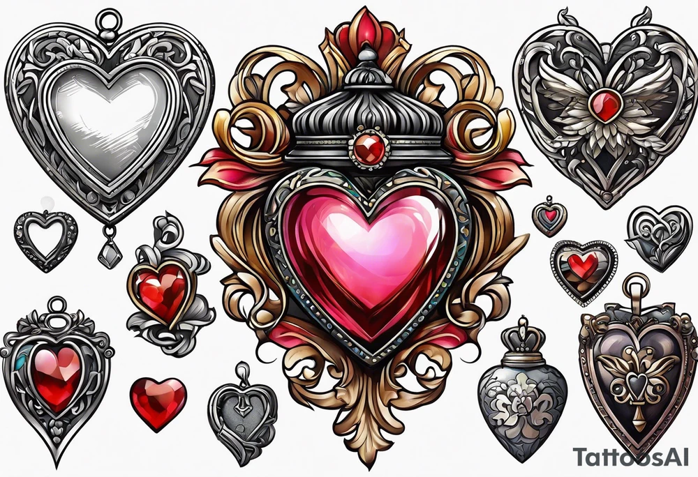 heart locket jewelry tattoo idea