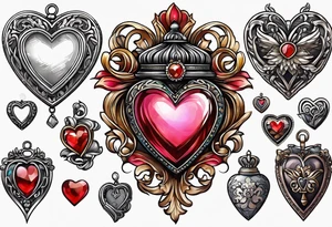 heart locket jewelry tattoo idea