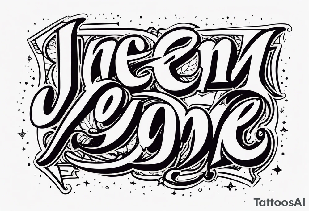 A tattoo with just text that reads JEM tattoo idea
