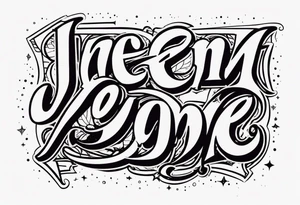 A tattoo with just text that reads JEM tattoo idea