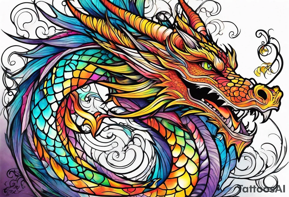 dragon swirling tattoo idea