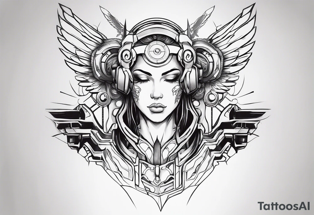 cyborg angel tattoo idea
