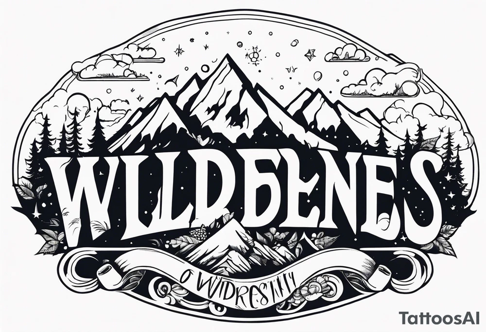wilderness with sky full of atoms tattoo idea