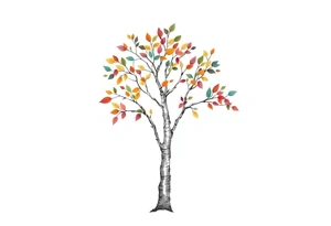 birch tree with coloured leaves tattoo idea