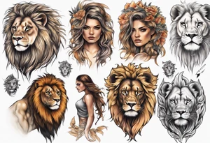 Half lion Half woman tattoo idea