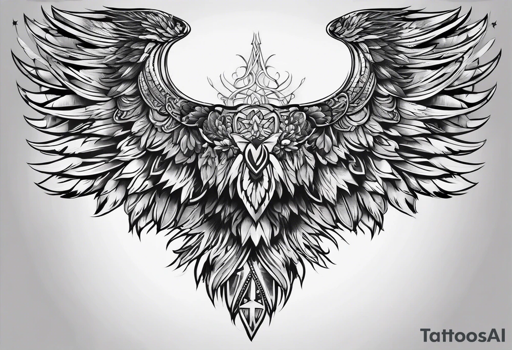 Full back tattoo wings drawing tattoo idea