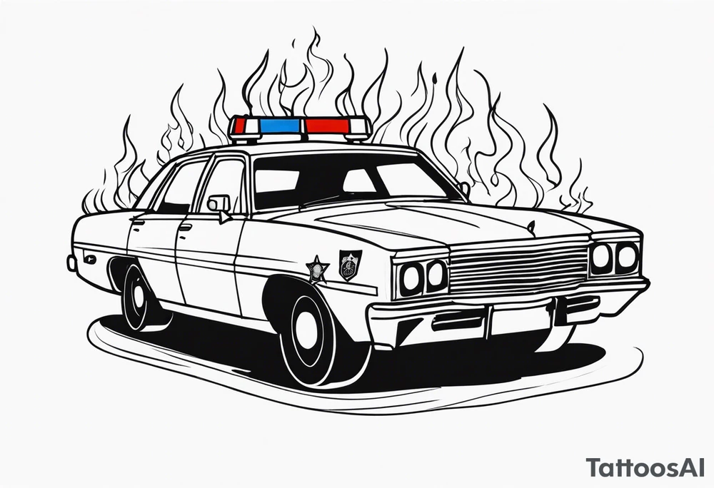 Police car on fire tattoo idea