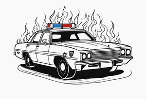 Police car on fire tattoo idea