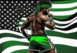 african american ref green and black flag tattoo idea