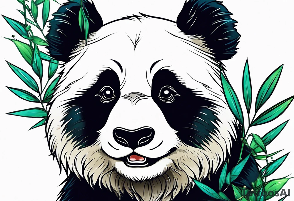 Cute panda only face with bamboo tattoo idea
