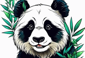 Cute panda only face with bamboo tattoo idea