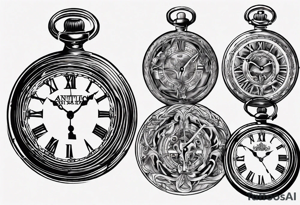Roman numeral 4 highlighted on antient pocket watch tattoo idea