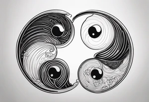 a simple yin yang symbol with water integrated tattoo idea
