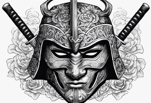 Ronin mask with sword going through it tattoo idea