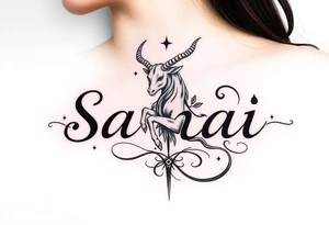 Sanai name tattoo with Capricorn ♑️ tattoo idea