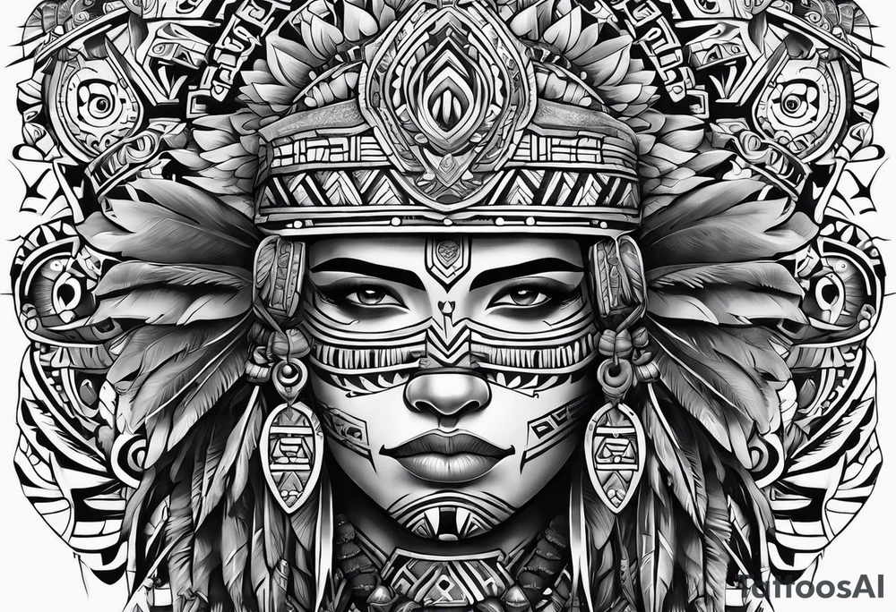 Tohono Oʼodham Aztec tribe tattoo idea