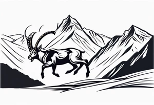 ibex jumping into mountains tattoo idea