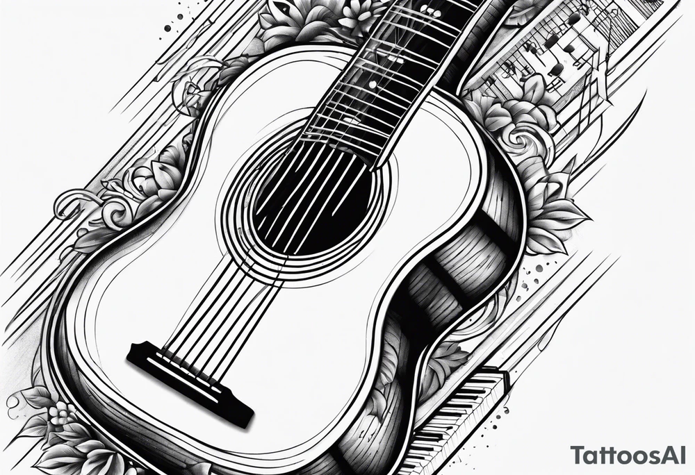 music guitar piano microphone tattoo idea