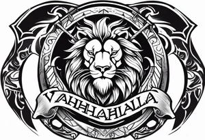 Valhalla sword shield lion 
 axe tattoo idea