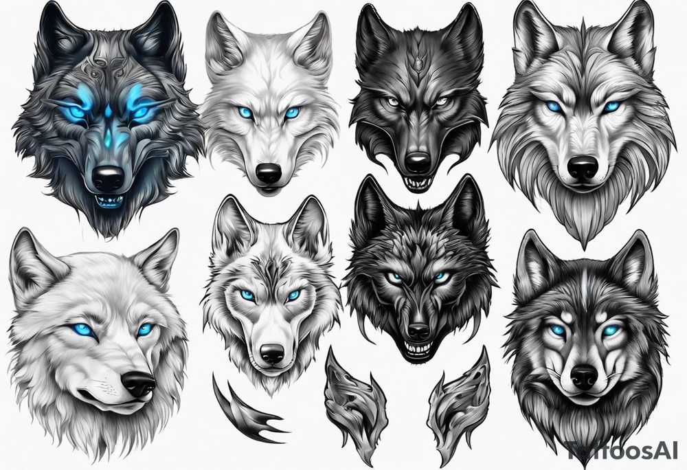 Dark wolf with blue eyes tattoo idea