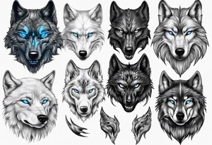 Dark wolf with blue eyes tattoo idea