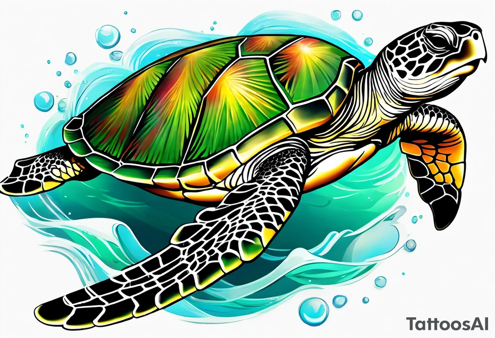 green sea turtle tattoo idea