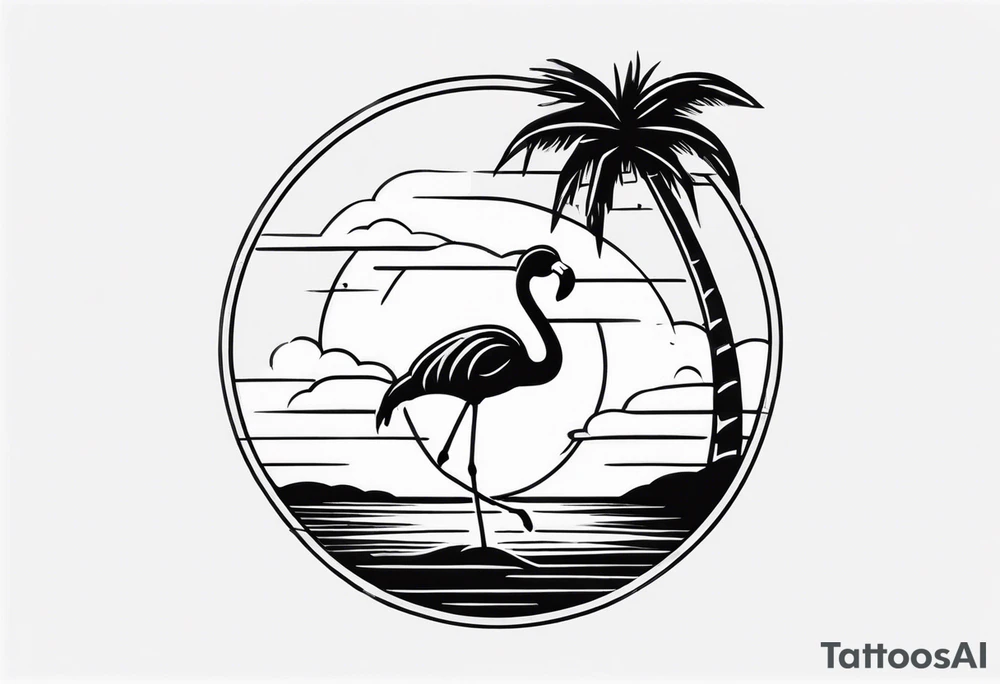 palm tree with a flamingo tattoo idea