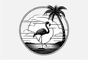 palm tree with a flamingo tattoo idea