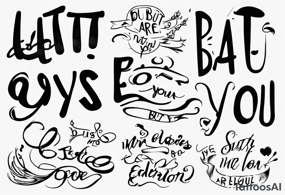 The text “but my eyes are on You” in thin, cursive lettering, just text, all in one line tattoo idea