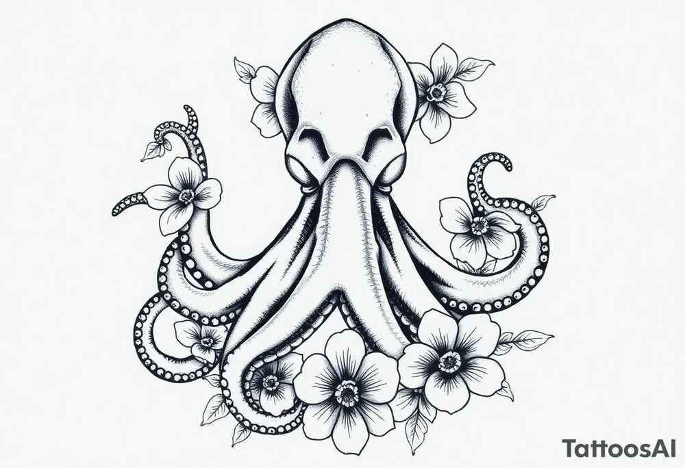 octopus and flowers tattoo idea