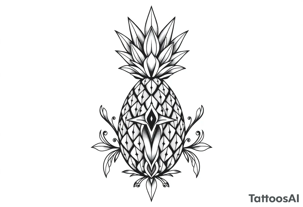Majestic crown pineapple vagina and anus tattoo idea